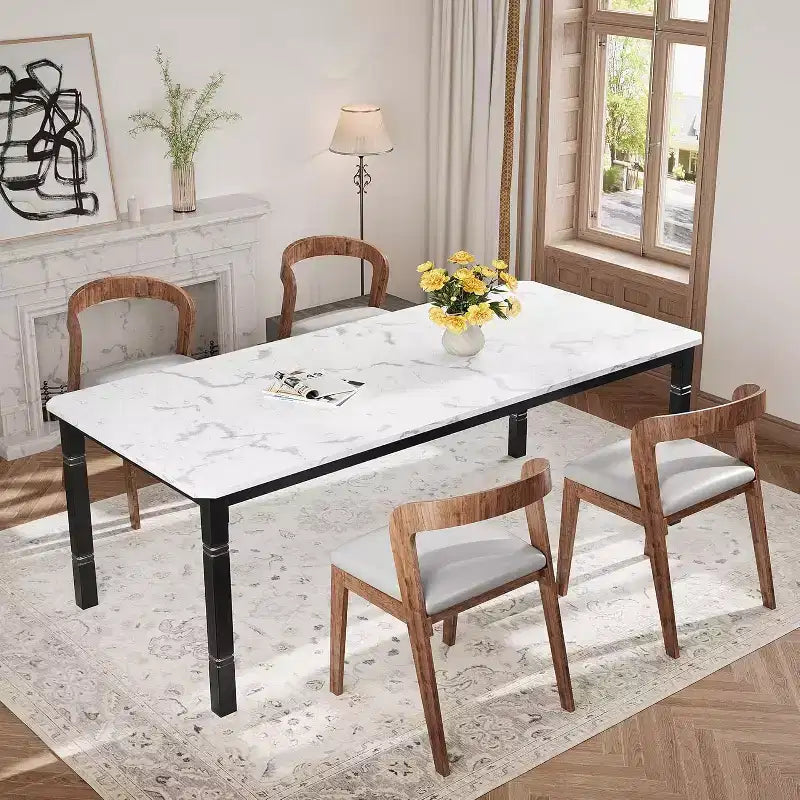 Tavolo da Pranzo Lungo Industriale per 6-8 persone, Tavolo da Cucina Rettangolare in Legno con Robusta Struttura in Metallo, Stile Moderno Fattoria per Sala da Pranzo Cucina