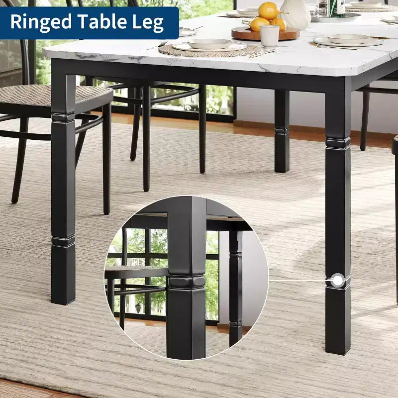 Tavolo da Pranzo Lungo Industriale per 6-8 persone, Tavolo da Cucina Rettangolare in Legno con Robusta Struttura in Metallo, Stile Moderno Fattoria per Sala da Pranzo Cucina