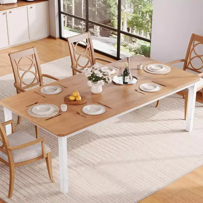 Tavolo da Pranzo Lungo Industriale per 6-8 persone, Tavolo da Cucina Rettangolare in Legno con Robusta Struttura in Metallo, Stile Moderno Fattoria per Sala da Pranzo Cucina