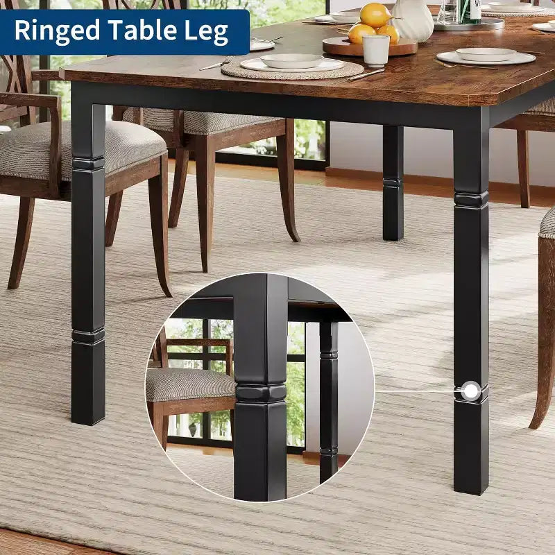 Tavolo da Pranzo Lungo Industriale per 6-8 persone, Tavolo da Cucina Rettangolare in Legno con Robusta Struttura in Metallo, Stile Moderno Fattoria per Sala da Pranzo Cucina