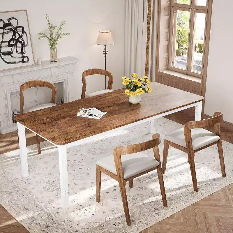Tavolo da Pranzo Lungo Industriale per 6-8 persone, Tavolo da Cucina Rettangolare in Legno con Robusta Struttura in Metallo, Stile Moderno Fattoria per Sala da Pranzo Cucina