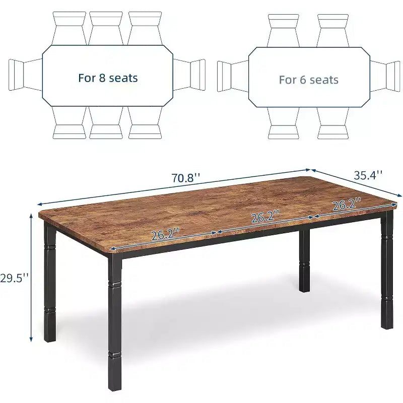 Tavolo da Pranzo Lungo Industriale per 6-8 persone, Tavolo da Cucina Rettangolare in Legno con Robusta Struttura in Metallo, Stile Moderno Fattoria per Sala da Pranzo Cucina