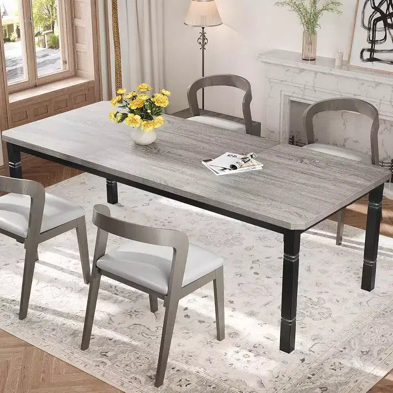 Tavolo da Pranzo Lungo Industriale per 6-8 persone, Tavolo da Cucina Rettangolare in Legno con Robusta Struttura in Metallo, Stile Moderno Fattoria per Sala da Pranzo Cucina