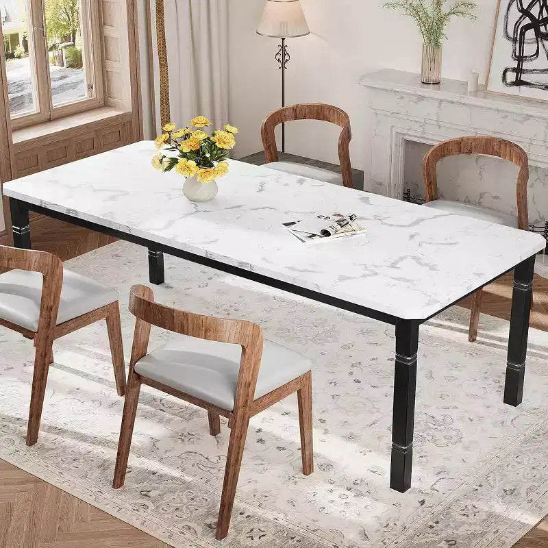 Tavolo da Pranzo Lungo Industriale per 6-8 persone, Tavolo da Cucina Rettangolare in Legno con Robusta Struttura in Metallo, Stile Moderno Fattoria per Sala da Pranzo Cucina