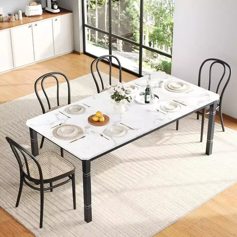 Tavolo da Pranzo Lungo Industriale per 6-8 persone, Tavolo da Cucina Rettangolare in Legno con Robusta Struttura in Metallo, Stile Moderno Fattoria per Sala da Pranzo Cucina