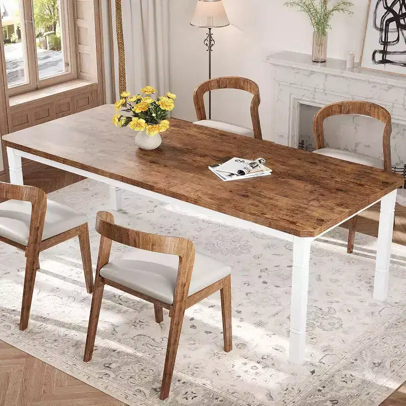 Tavolo da Pranzo Lungo Industriale per 6-8 persone, Tavolo da Cucina Rettangolare in Legno con Robusta Struttura in Metallo, Stile Moderno Fattoria per Sala da Pranzo Cucina