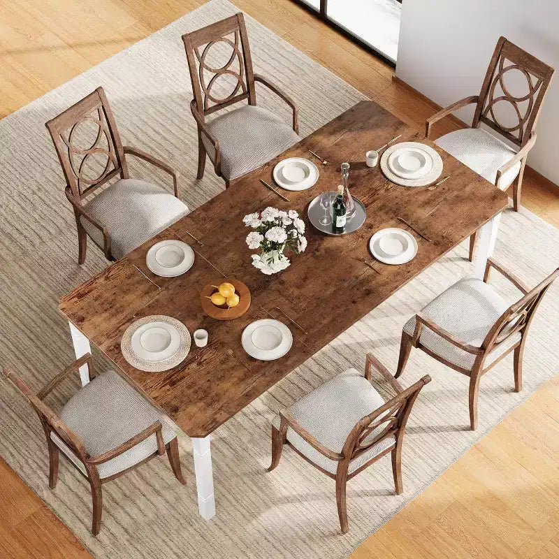Tavolo da Pranzo Lungo Industriale per 6-8 persone, Tavolo da Cucina Rettangolare in Legno con Robusta Struttura in Metallo, Stile Moderno Fattoria per Sala da Pranzo Cucina