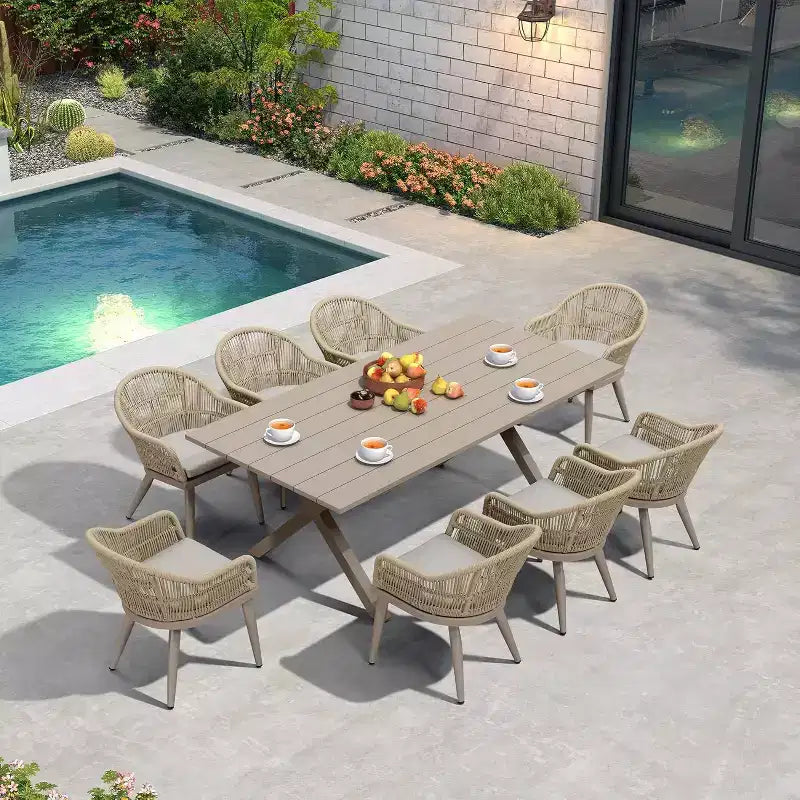 PURPLE LEAF Outdoor Dining Set with Patio Aluminium Dining Table and Wicker Rattan Chairs