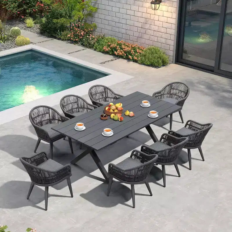 PURPLE LEAF Outdoor Dining Set with Patio Aluminium Dining Table and Wicker Rattan Chairs