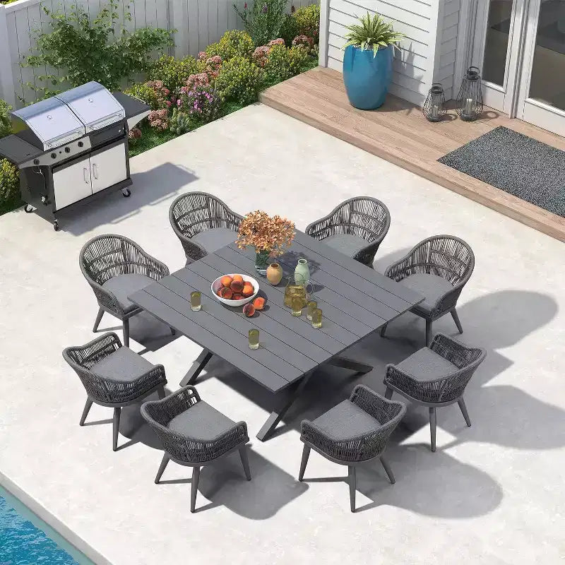 PURPLE LEAF Outdoor Dining Set with Patio Aluminium Dining Table and Wicker Rattan Chairs