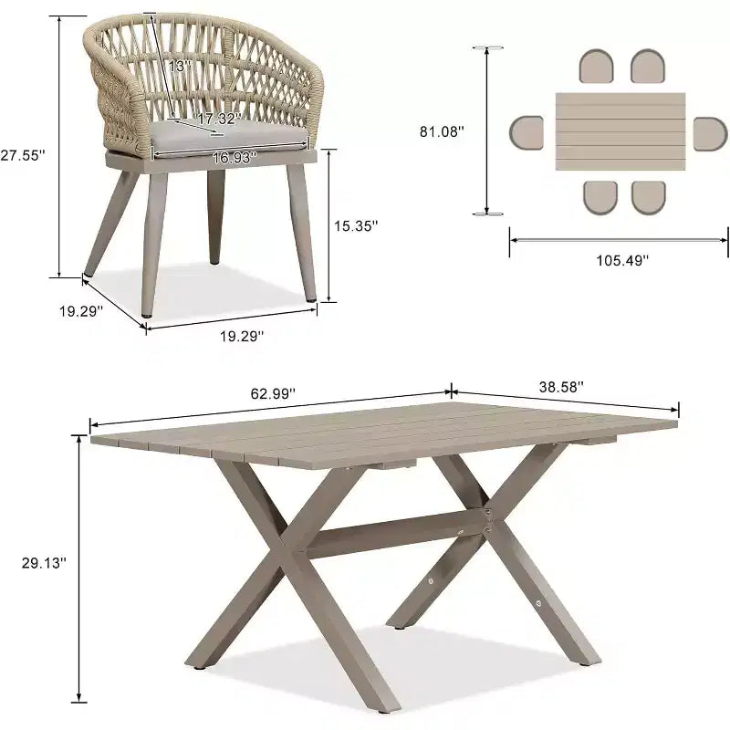 PURPLE LEAF Outdoor Dining Set All-Weather PE Rattan Outdoor Patio Furniture Set