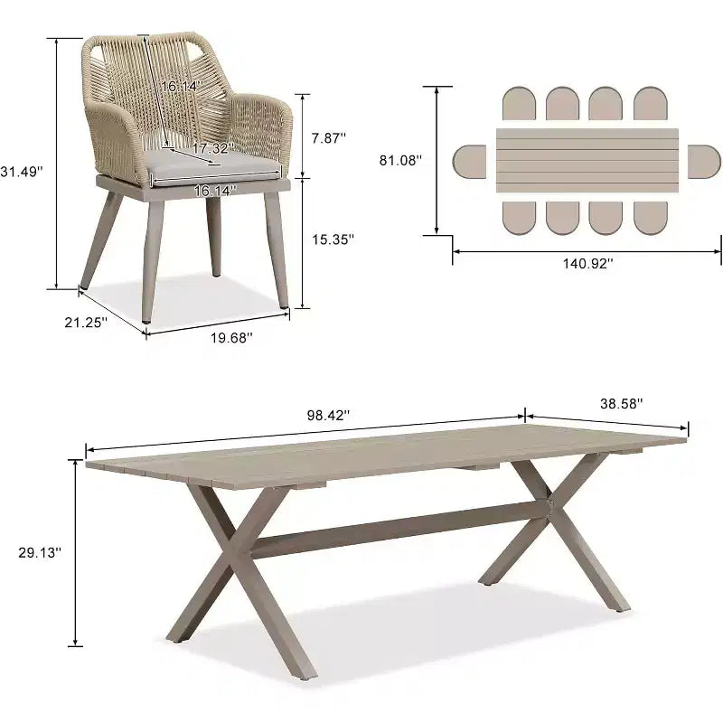 PURPLE LEAF Outdoor Dining Set All-Weather PE Rattan Outdoor Patio Furniture Set