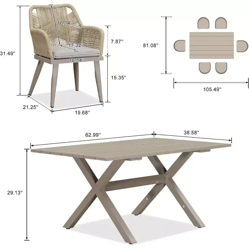PURPLE LEAF Outdoor Dining Set All-Weather PE Rattan Outdoor Patio Furniture Set