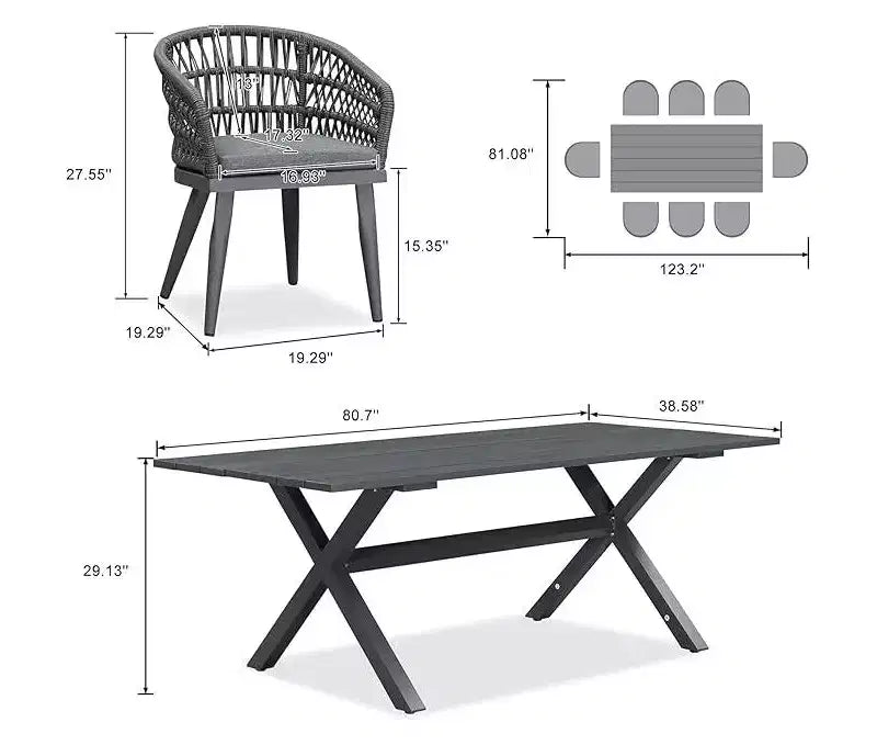 PURPLE LEAF Outdoor Dining Set All-Weather PE Rattan Outdoor Patio Furniture Set