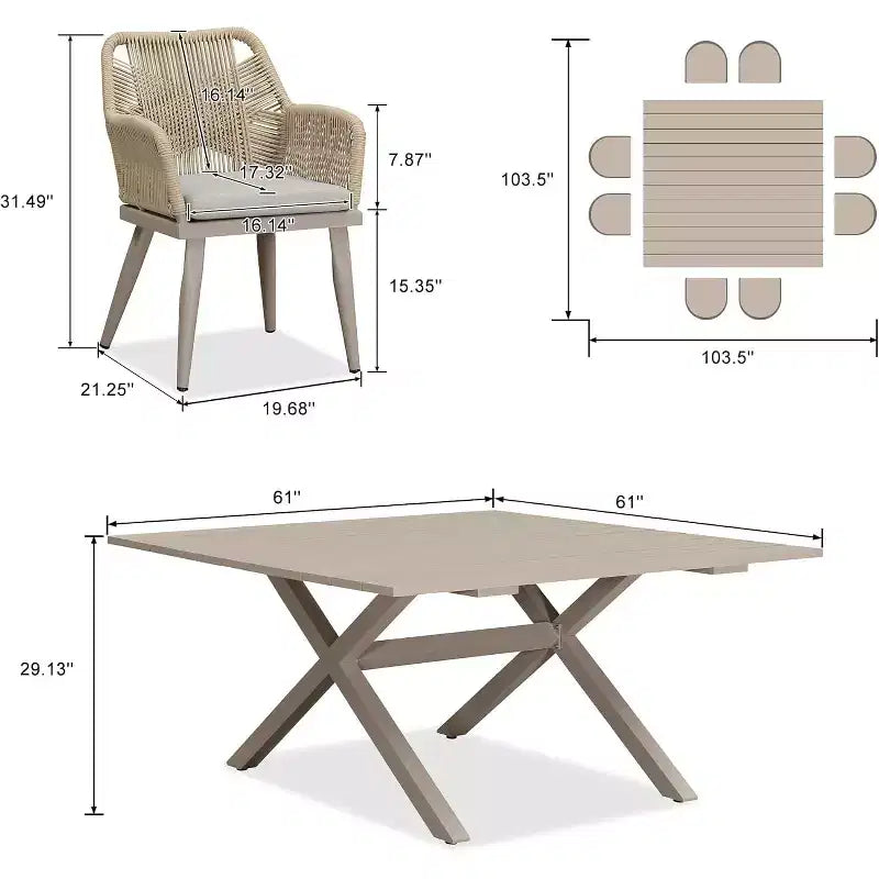 PURPLE LEAF Outdoor Dining Set All-Weather PE Rattan Outdoor Patio Furniture Set