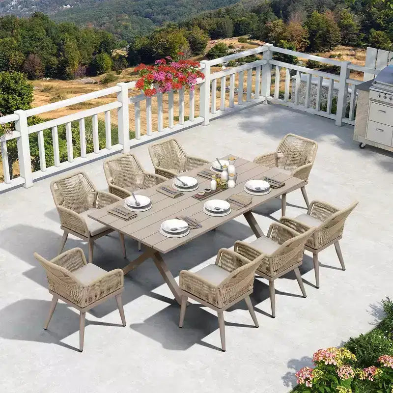 PURPLE LEAF Outdoor Dining Set All-Weather PE Rattan Outdoor Patio Furniture Set