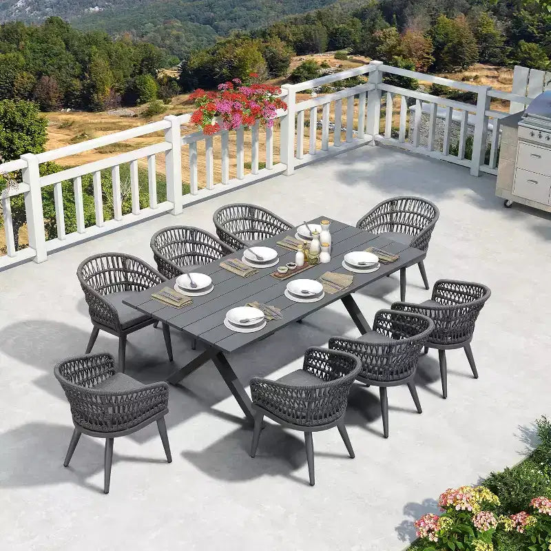 PURPLE LEAF Outdoor Dining Set All-Weather PE Rattan Outdoor Patio Furniture Set