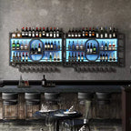 Portabottiglie da parete 39/47", scaffali da bar fluttuanti in metallo con portabicchieri da vino, scaffale industriale per liquori per bar di casa, cucina, sala da pranzo