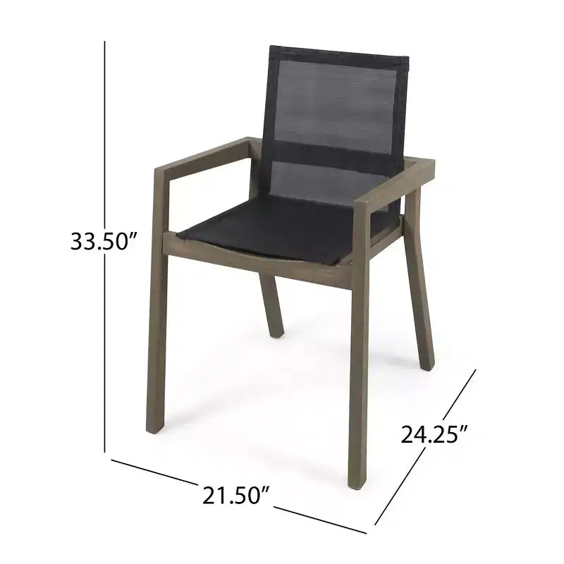 Ensemble de salle à manger d'extérieur Sofia 7 pièces en bois d'acacia rustique avec chaises en maille Christopher Knight Home