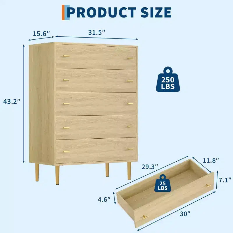 Cassettiera rustica per camera da letto, Cassettiera in legno stile rustico, Maniglie a barra, Design moderno vintage, Organizzatore spazioso per camera da letto, soggiorno