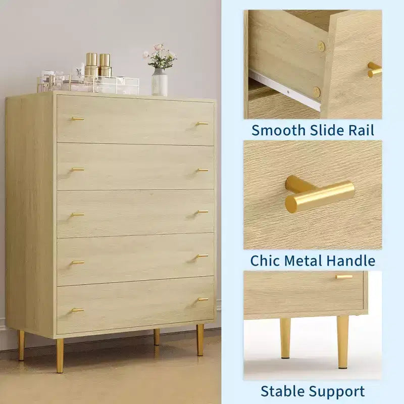 Cassettiera rustica per camera da letto, Cassettiera in legno stile rustico, Maniglie a barra, Design moderno vintage, Organizzatore spazioso per camera da letto, soggiorno