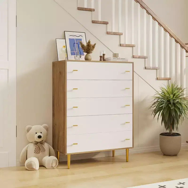 Cassettiera rustica per camera da letto, Cassettiera in legno stile rustico, Maniglie a barra, Design moderno vintage, Organizzatore spazioso per camera da letto, soggiorno