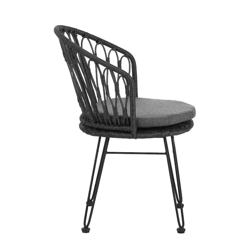Christopher Knight Home Anne Boho 7 Piece Outdoor Acacia Wood Slatted Dining Table with Rattan Cushioned Chairs