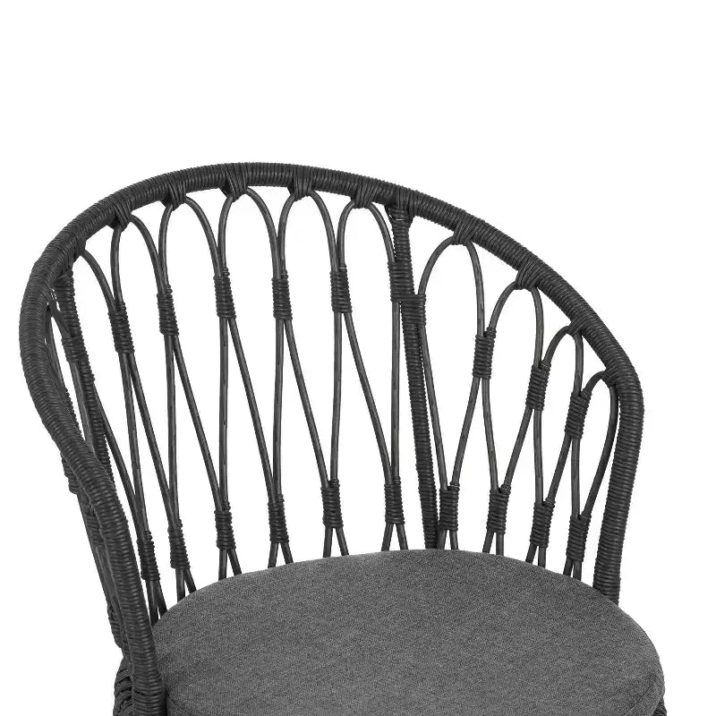 Christopher Knight Home Anne Boho 7 Piece Outdoor Acacia Wood Slatted Dining Table with Rattan Cushioned Chairs
