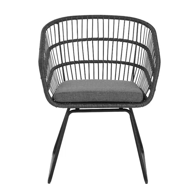 Christopher Knight Home Liz Table de salle à manger d'extérieur transitionnelle 7 pièces en bois d'acacia à lattes avec chaises en rotin rembourrées