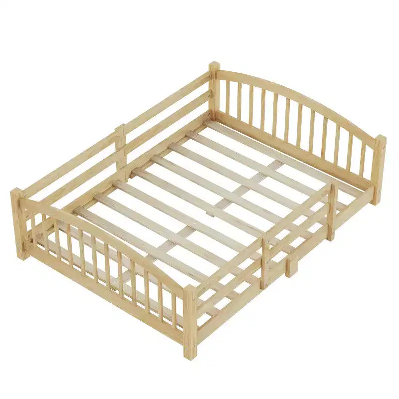 Letto Montessori a Basso Profilo Full Size con Sponde di Sicurezza e Testiera