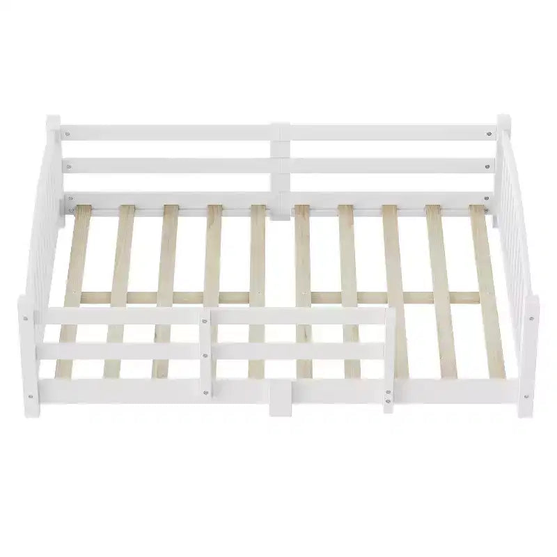 Letto Montessori a Basso Profilo Full Size con Sponde di Sicurezza e Testiera