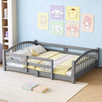 Luxystar Full Size Montessori Low Profile Bed with Safety Rails and Headboard