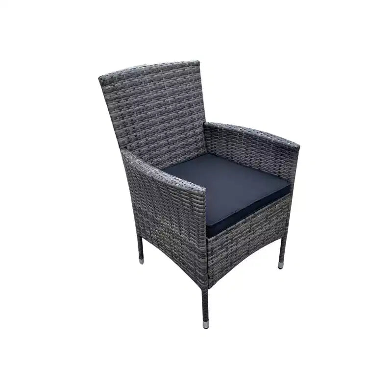 GDFStudio Jayu Modern 9 Piece Metal and PE Rattan Patio Dining Set with Cushion and Glass Tabletop