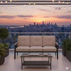 2 Piece Outdoor Patio Set, 70 Inches All-Weather Metal 3-Seat Metal Patio Sofa and Rectangular coffee Table