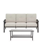 2 Piece Outdoor Patio Set, 70 Inches All-Weather Metal 3-Seat Metal Patio Sofa and Rectangular coffee Table