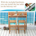 Costway 6 PCS Acacia Wood Balcony Table Set w/ Shelf Footrest Curved Wood Seat