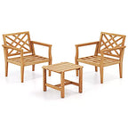 Costway 3PCS Patio Dining Set End Table & Chiars Set of 2 w/ Cozy Backrest Solid Legs