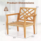 Costway 3PCS Patio Dining Set End Table & Chiars Set of 2 w/ Cozy Backrest Solid Legs
