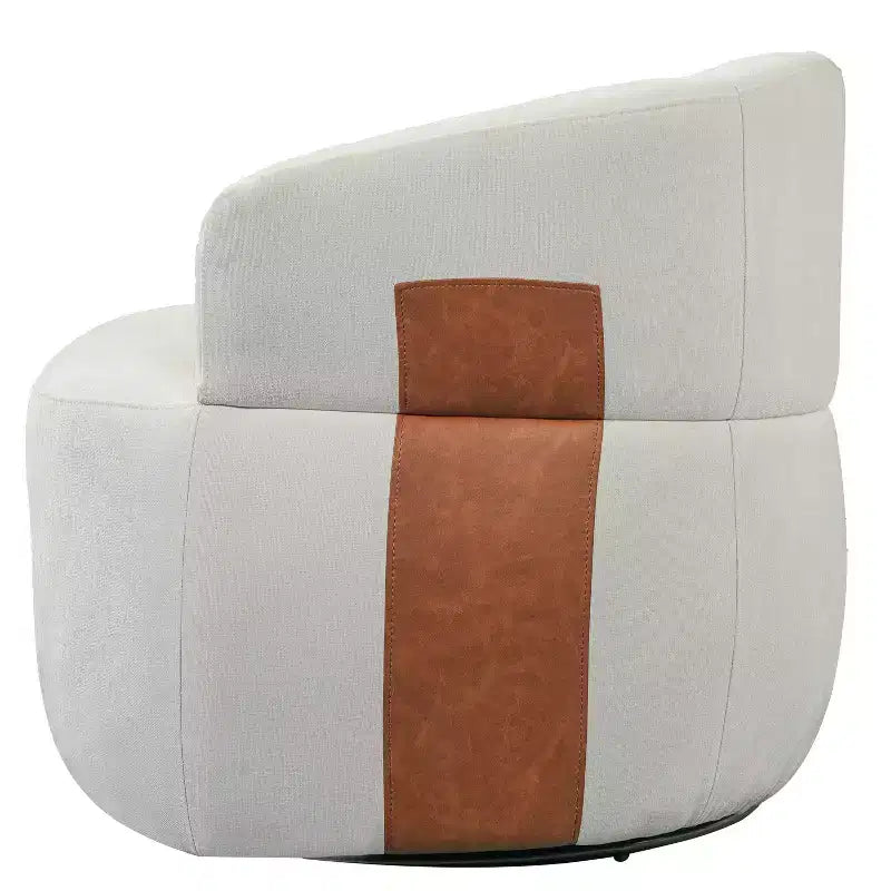 Poltrona girevole moderna con struttura in legno e gambe in metallo