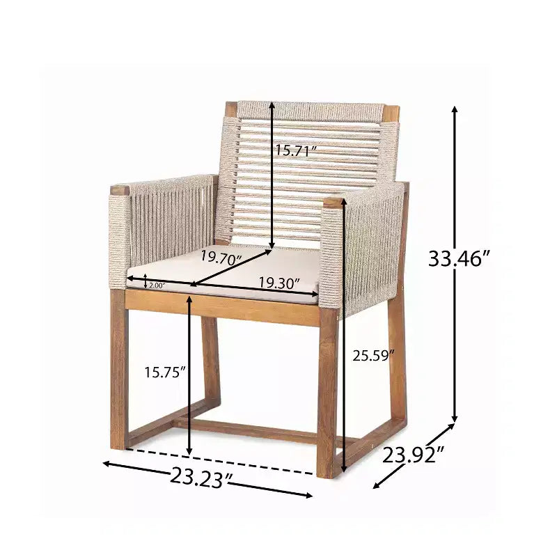 Christopher Knight Home Thrinot Modern 7 Piece Patio Acacia Dining Set with Slatted Table and Rope Design