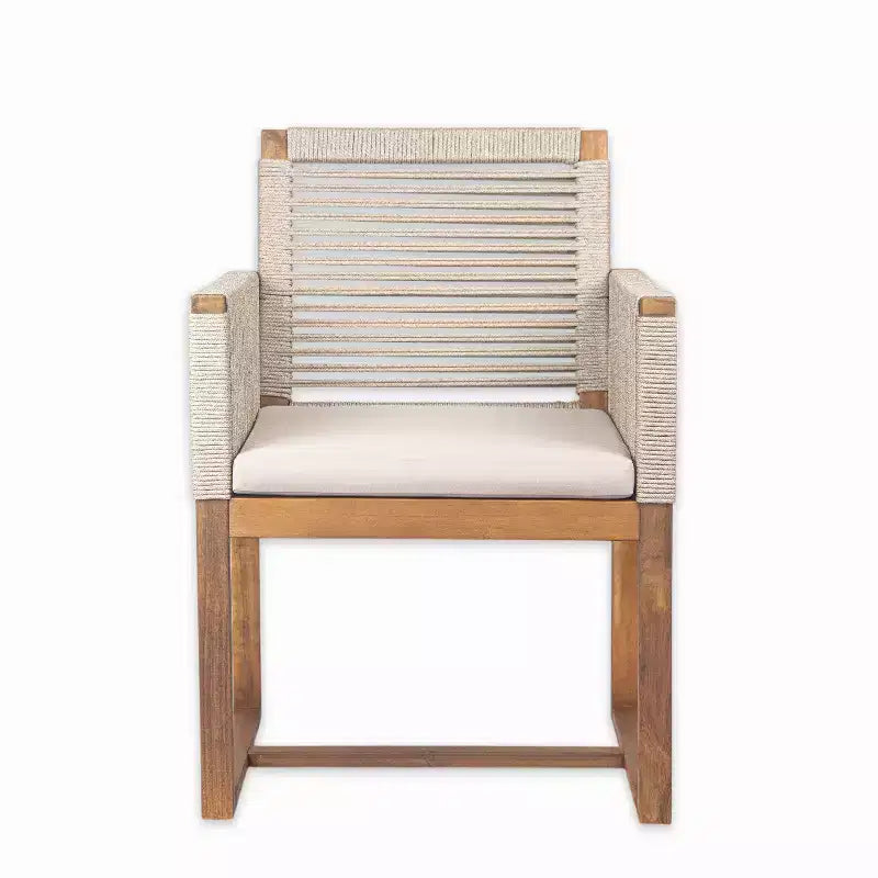 Christopher Knight Home Thrinot Modern 7 Piece Patio Acacia Dining Set with Slatted Table and Rope Design