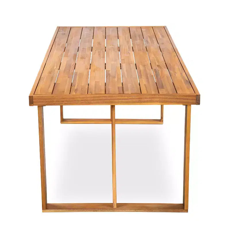 Christopher Knight Home Gruneo Modern 7 Piece Patio Acacia Dining Set with Cushion and Slatted Design