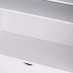 Dispensa Alta da Cucina con Prese di Corrente, Grande Credenza Autoportante con Supporto per Microonde, Cassetti, Scaffali, Portabottiglie e Ante con Ripiani