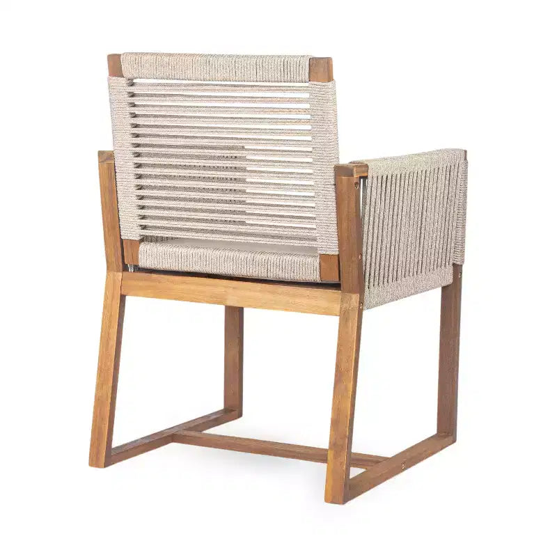 Christopher Knight Home Cristi Modern 7 Piece Patio Acacia Dining Set with Slatted Table, Iron Legs and Rope Design