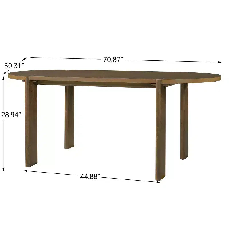 Christopher Knight Home Qinon Modern 7 Piece Patio Rubberwood Dining Set with Oval Table and Curved Backrest