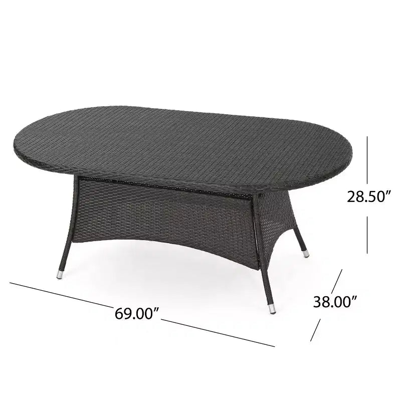 Christopher Knight Home Corsica Transitional 7 Piece Patio Iron Rattan Dining Set with Cushions