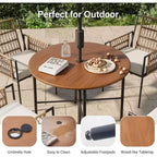 LAUSAINT HOME 5 Piece Outdoor Patio Dining Set, PE Rattan Patio Furniture Set with 4 Cushioned Armchairs & Umbrella Hole