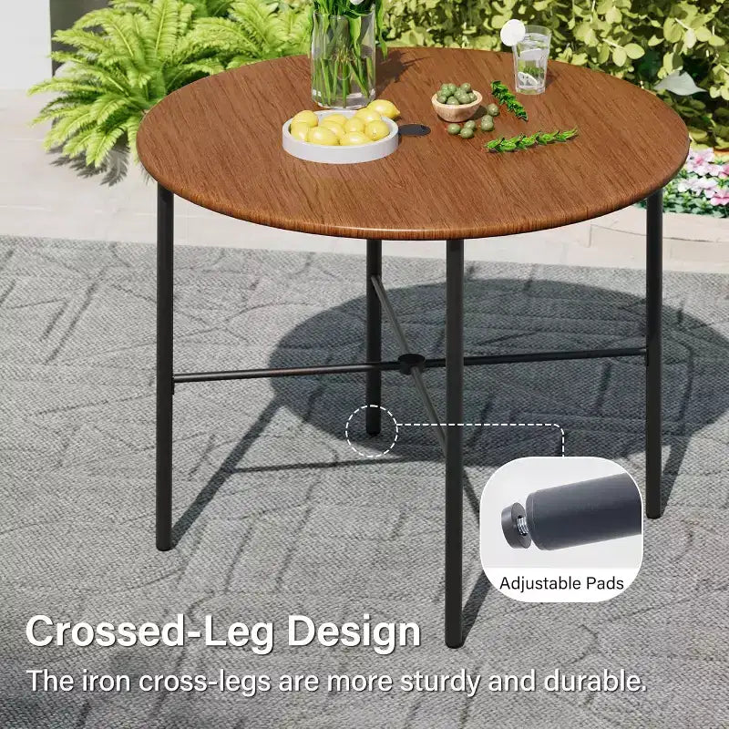 LAUSAINT HOME Ensemble de salle à manger d'extérieur 5 pièces, Salon de jardin en rotin PE avec 4 fauteuils rembourrés et trou pour parasol