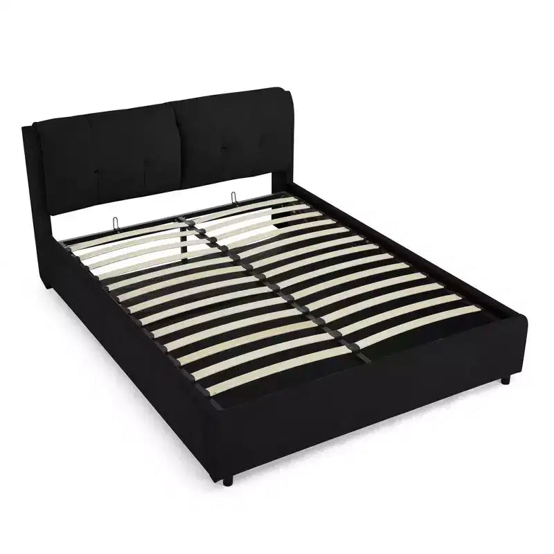 Letto Imbottito con Testiera Morbida King/Queen in ciniglia con Struttura a Piattaforma e vano contenitore