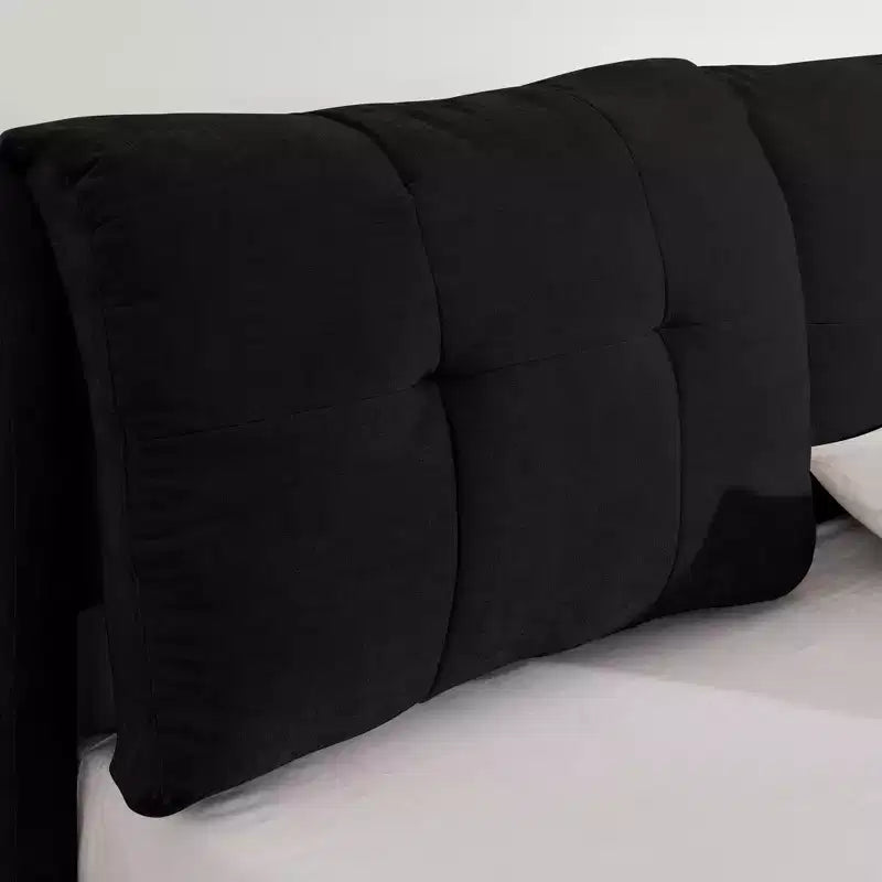 Letto Imbottito con Testiera Morbida King/Queen in ciniglia con Struttura a Piattaforma e vano contenitore